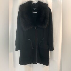 Banana Republic Black Jacket/sweater with Fur Trim Full Zip Banana Republic, Med